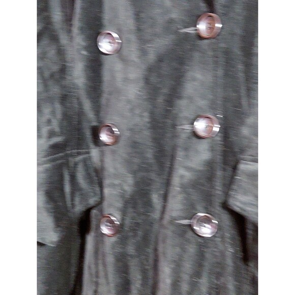 Newport News SP Petite Black Velvet Velour Double Breasted Maxi Trench Coat - Picture 5 of 11